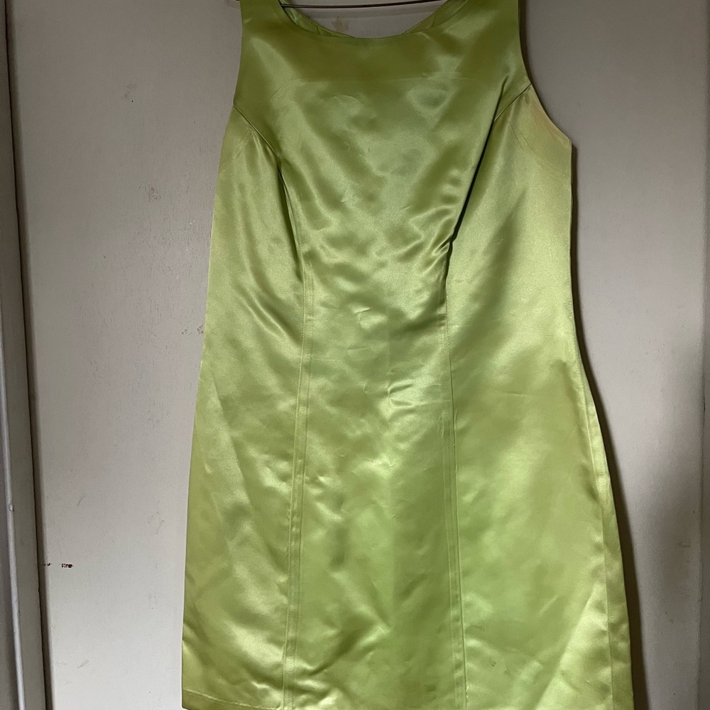 Vintage 90s Betsy Johnson chartreuse satin dress